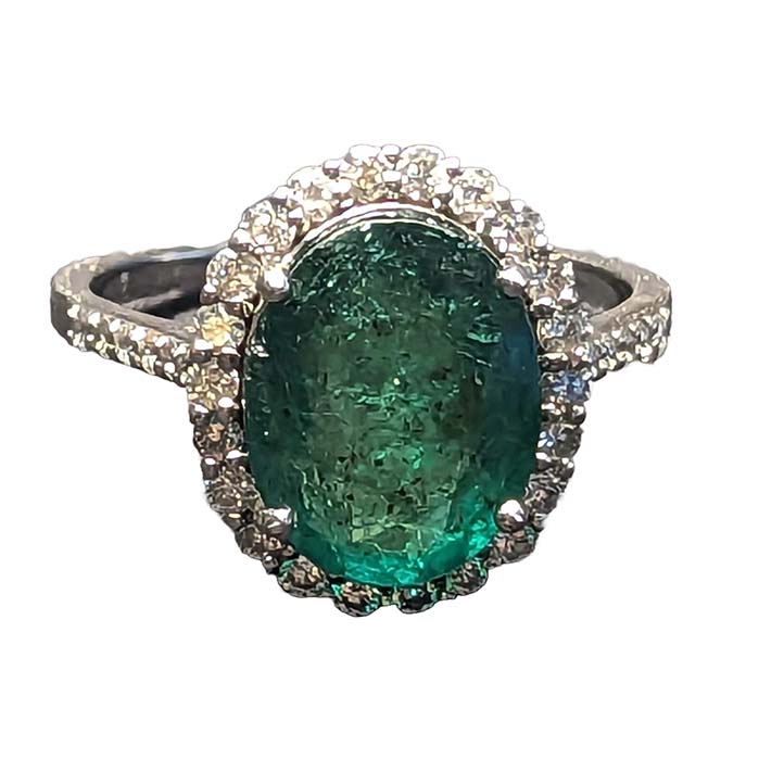 Emerald and diamond halo cluster ring - Drake's Auctions - Tavistock ...