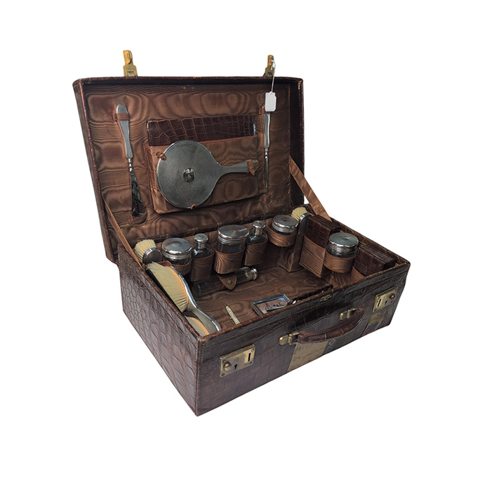 Crocodile Skin Vanity Case Silver Auction